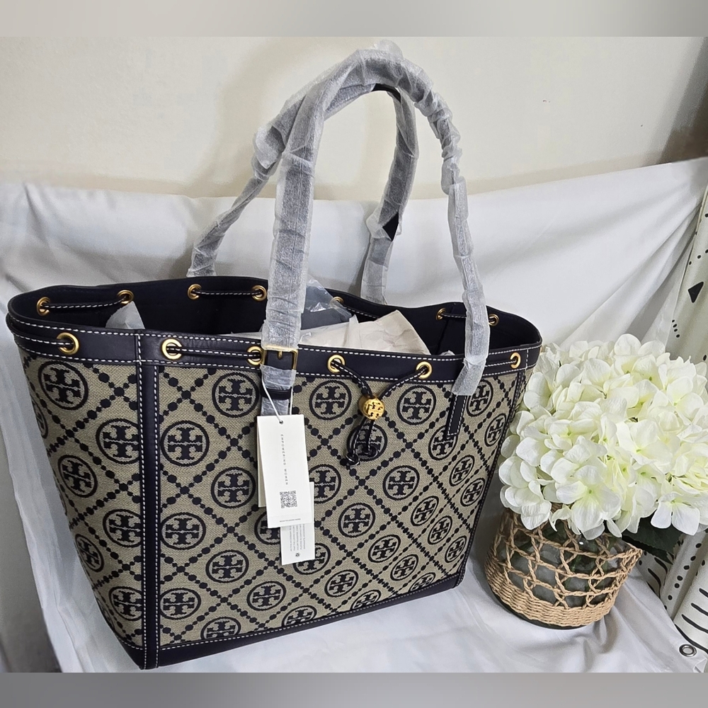 Tory Burch | T Monogram Jacquard Drawstring Tote | NWT